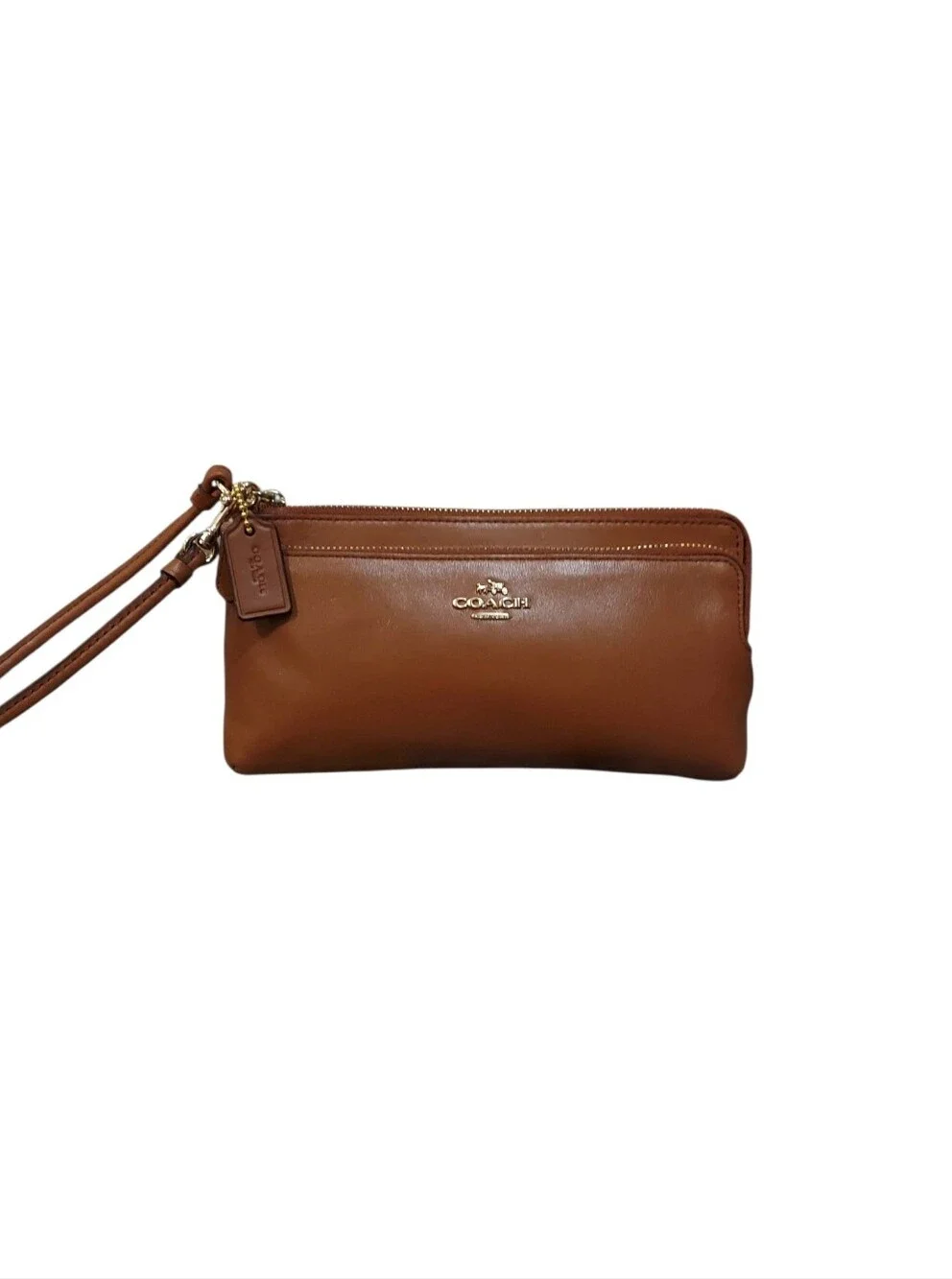 Coach Double Zip Leather Wristlet Wallet Like New